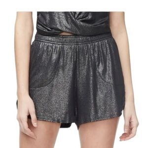 Good American 4 The Running Short In Moonlight Black Metallic Sparkle Size Xl